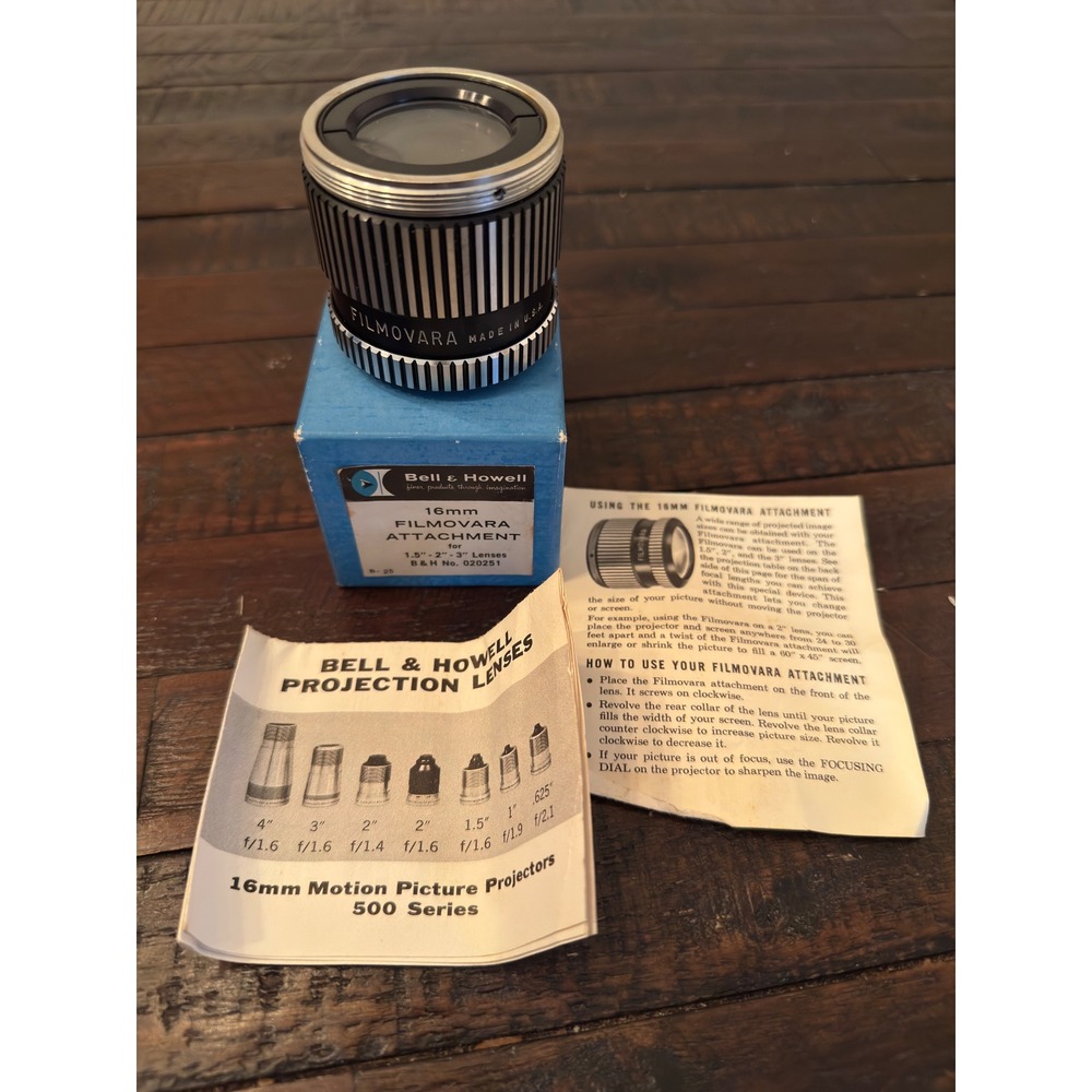Bell & Howell 16mm Filmovara Attachment Projector Lens 020251 Vintage 500 Series